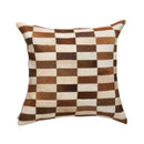 Pillows White Pillow - 22" x 22" x 5" Brown/White, Large Linear, Cowhide - Pillow HomeRoots