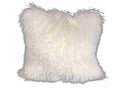 Pillows White Pillow - 24" Bright White Genuine Tibetan Lamb Fur Pillow with Micro suede Backing HomeRoots