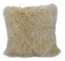 Pillows White Pillow - 24" Gold Genuine Tibetan Lamb Fur Pillow with Micro suede Backing HomeRoots