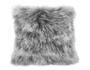 Pillows White Pillow - 24" Grey Genuine Tibetan Lamb Fur Pillow with Micro suede Backing HomeRoots