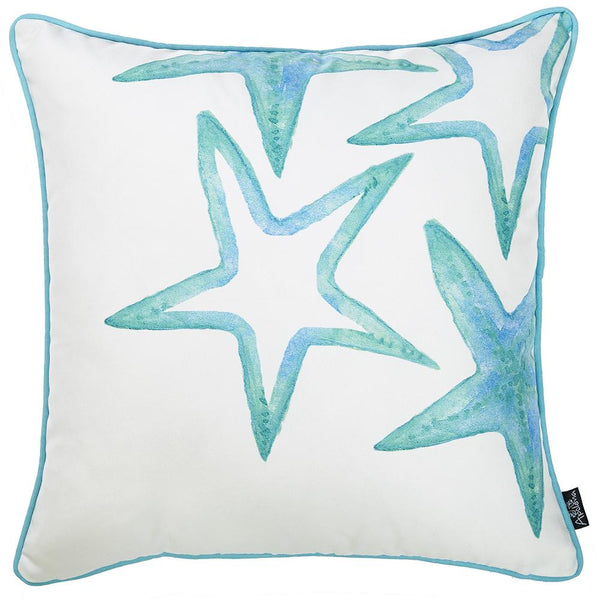 Pillows White Pillow Cases - 18"x18" Blue Marine Stars Decorative Throw Pillow Cover Printed HomeRoots