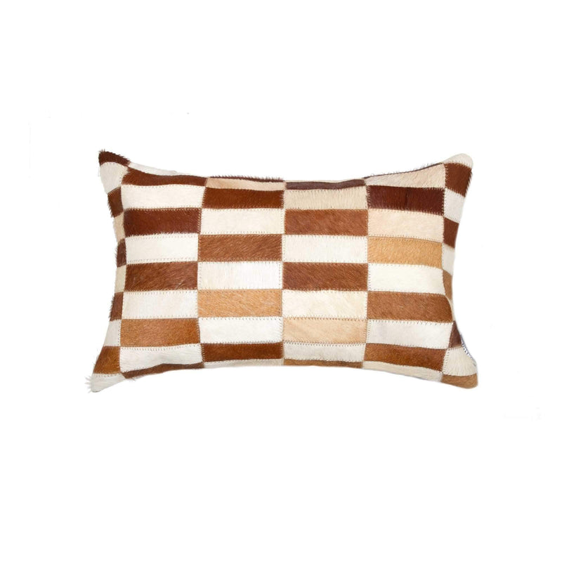 Pillows White Throw Pillows - 12" x 20" x 5" Brown And White Linear Cowhide - Pillow HomeRoots