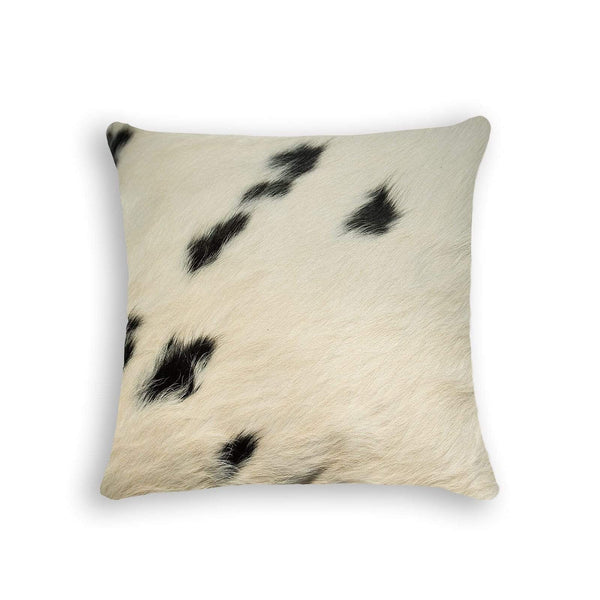 Pillows White Throw Pillows - 18" x 18" x 5" White And Black Cowhide - Pillow HomeRoots