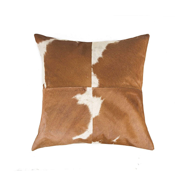 Pillows White Throw Pillows - 18" x 18" x 5" White And Brown Quattro - Pillow HomeRoots