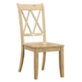 Pine Veneer Side Chair With Double X-Cross Back, Sand, Set of 2-Dining Chairs-Beige-Pine Veneer-JadeMoghul Inc.