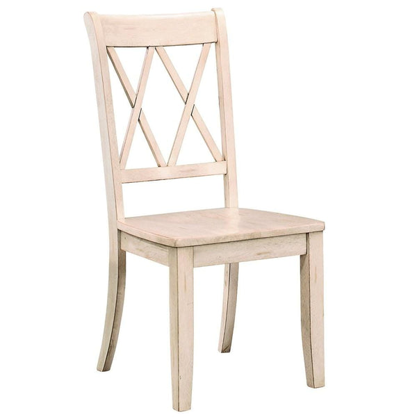 Pine Veneer Side Chair With Double X-Cross Back, White, Set of 2-Dining Chairs-White-Wood-JadeMoghul Inc.