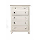 Pine Wood 5 Drawer Chest in White-Accent Chests and Cabinets-White-Pine Solids-JadeMoghul Inc.