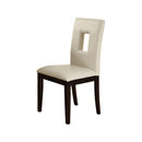 Pine Wood Dining Chairs, Set Of 2, White And Brown-Dining Chairs-White And Brown-Faux Leather Pine wood-JadeMoghul Inc.