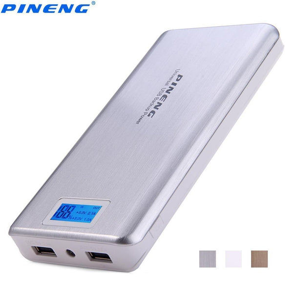 PINENG PN999 20000 mAh PowerBank Dual USB External Battery Charger Portable Power Bank LCD Display-China-White-JadeMoghul Inc.