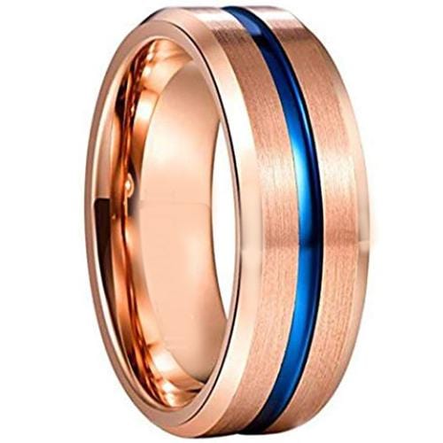 Tungsten Rings Pink Blue Tungsten Carbide Center Groove Ring