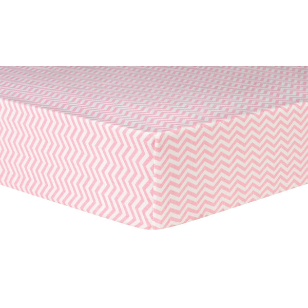 Pink Chevron Deluxe Flannel Fitted Crib Sheet-CHEV-JadeMoghul Inc.