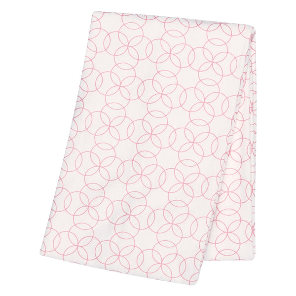Pink Circles Flannel Swaddle Blanket-CRCLS-JadeMoghul Inc.