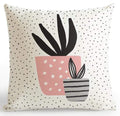 Pink Decoration Pot Plant Flower Cushion Abstract Landscape Geometric Pillow Black And White Plus Triangle For Office Chair Sofa AExp