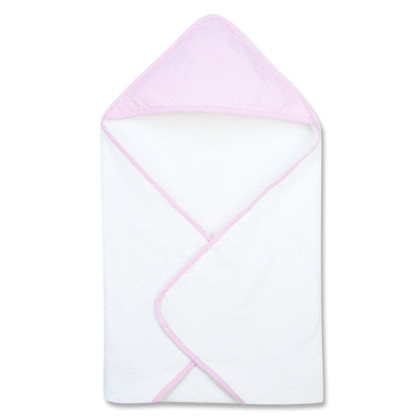 Pink Gingham Seersucker Deluxe Hooded Towel-SRS-P-JadeMoghul Inc.