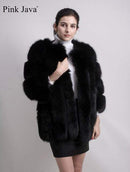 pink java QC8128 new arrival women winter clothes real fox fur coat natural fox fur jacket  hot sale big fur long sleeve JadeMoghul Inc. 
