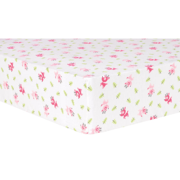 Pink Reindeer Deluxe Flannel Fitted Crib Sheet-WHIM-G-JadeMoghul Inc.