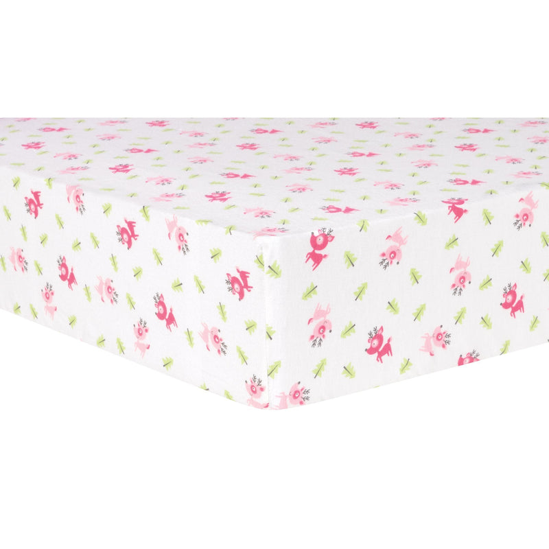 Pink Reindeer Deluxe Flannel Fitted Crib Sheet-WHIM-G-JadeMoghul Inc.