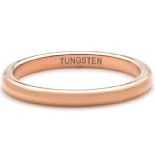 Tungsten Rings Pink Rose Tungsten Carbide 2mm Dome Court Ring