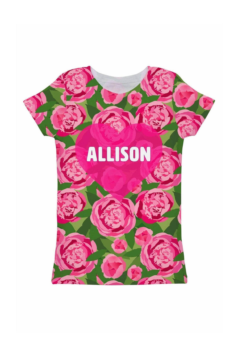 Pink Vibes Customized NAME Zoe Heart Floral T-Shirt - Girls-Pink Vibes-18M/2-Pink/Green-JadeMoghul Inc.