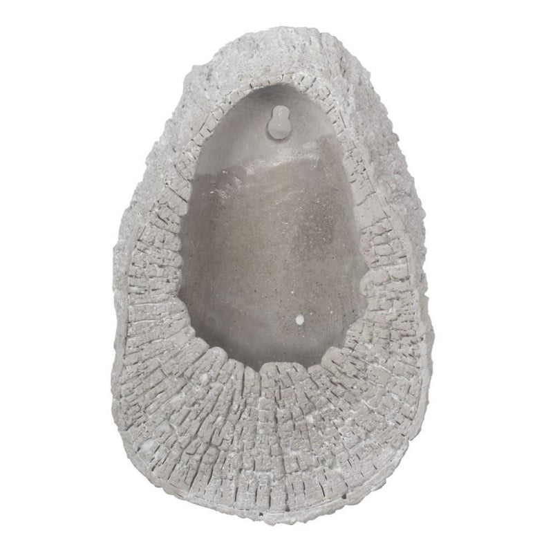 Plant Stands Oval Shape Cemented Hanging Tree Trunk Planter with Cracked Detail, Light Gray Benzara