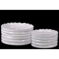 Planters Round Flower Pot with Wave Pattern Mouth Set of Two - White - Benzara Benzara