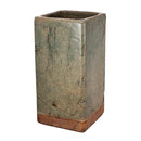 Textured Ceramic Planter In Square Shape, Large, Slate Gray and Brown