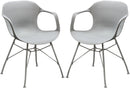 Plastic Accent Chairs with Open Arms and Metal Legs, Gray, Pack of Two-Accent Chairs-Gray-Plastic and Metal-JadeMoghul Inc.