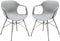Plastic Accent Chairs with Open Arms and Metal Legs, Gray, Pack of Two-Accent Chairs-Gray-Plastic and Metal-JadeMoghul Inc.