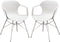 Plastic Accent Chairs with Open Arms and Metal Legs, White, Pack of Two-Accent Chairs-White-Plastic and Metal-JadeMoghul Inc.