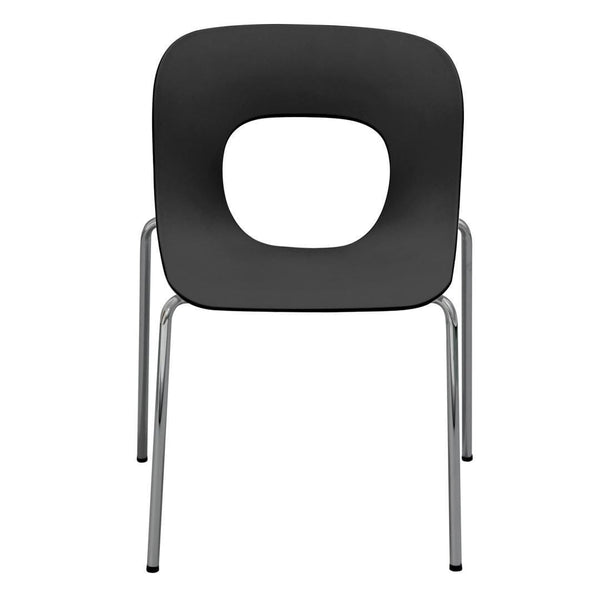 Plastic Accent Chairs with Open Backrest and Metal Legs, Black, Pack of Four-Accent Chairs-Black-Plastic and Metal-JadeMoghul Inc.