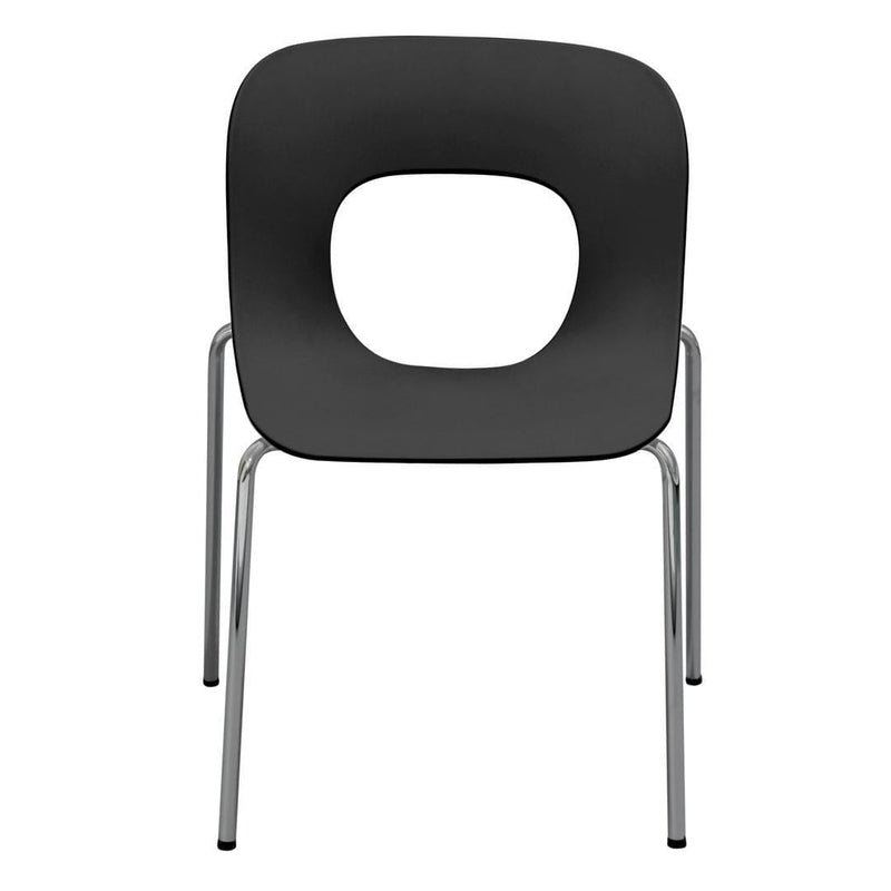 Plastic Accent Chairs with Open Backrest and Metal Legs, Black, Pack of Four-Accent Chairs-Black-Plastic and Metal-JadeMoghul Inc.
