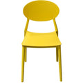 Plastic Accent Chairs with Oval Shaped Backrest, Yellow, Pack of Four-Accent Chairs-Yellow-Plastic-JadeMoghul Inc.