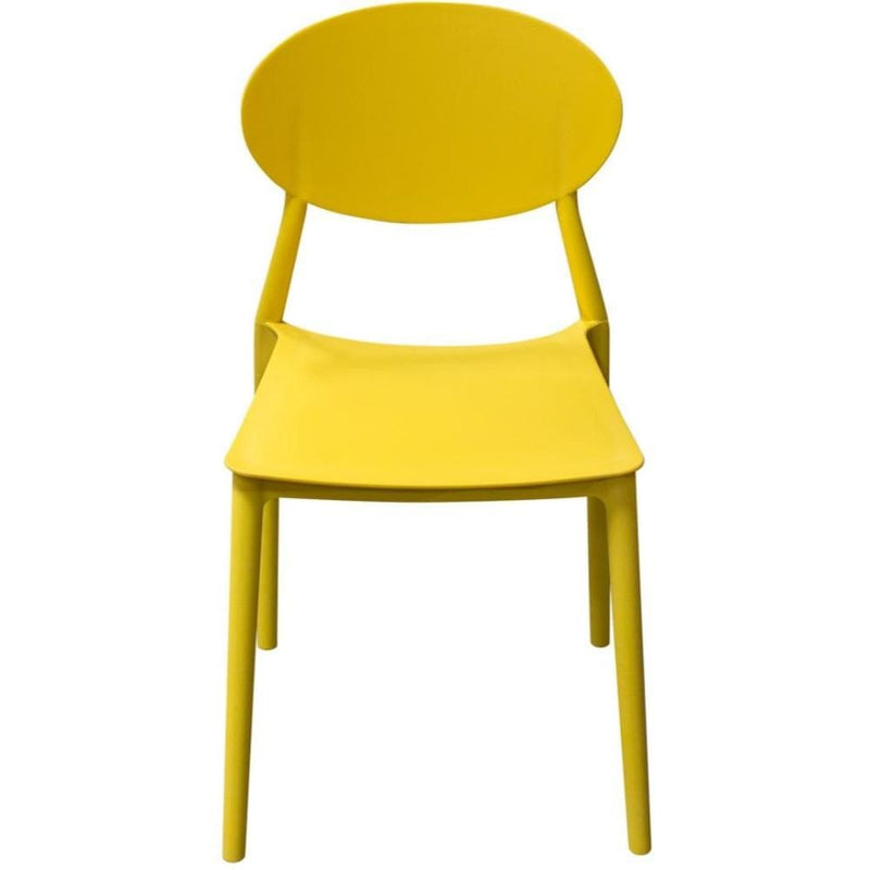 Plastic Accent Chairs with Oval Shaped Backrest, Yellow, Pack of Four-Accent Chairs-Yellow-Plastic-JadeMoghul Inc.