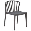 Plastic Accent Chairs with Slat Style Back Design, Gray, Pack of Four-Accent Chairs-Gray-Plastic-JadeMoghul Inc.