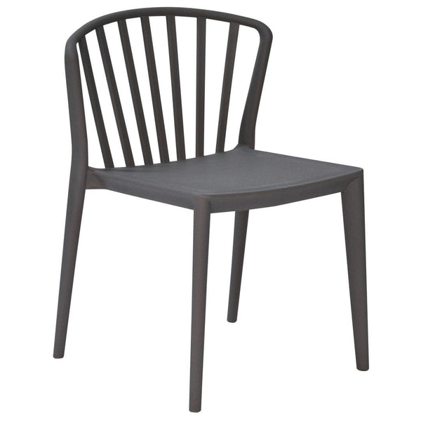 Plastic Accent Chairs with Slat Style Back Design, Gray, Pack of Four-Accent Chairs-Gray-Plastic-JadeMoghul Inc.