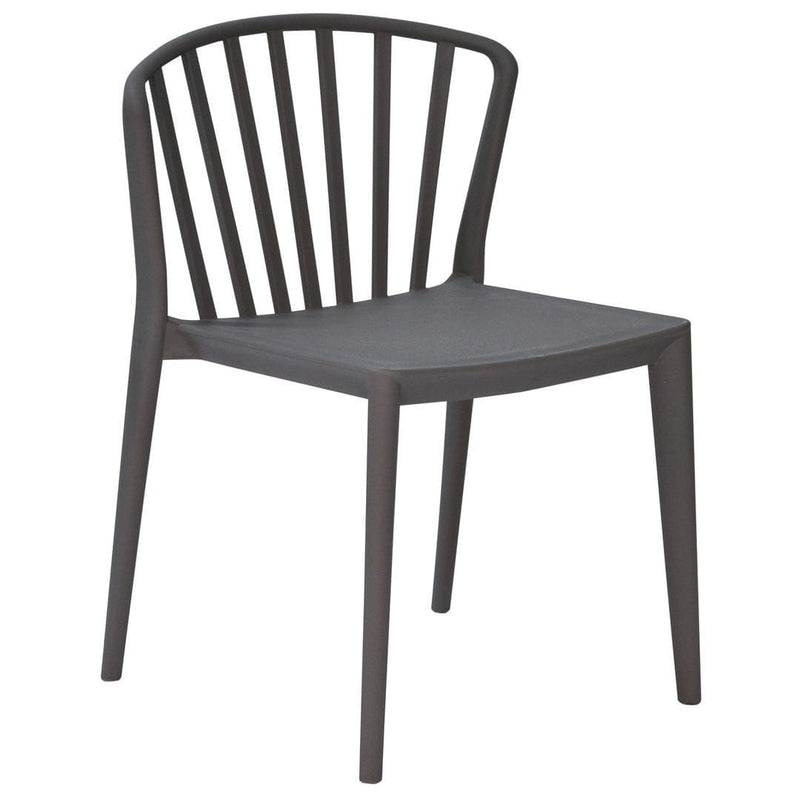 Plastic Accent Chairs with Slat Style Back Design, Gray, Pack of Four-Accent Chairs-Gray-Plastic-JadeMoghul Inc.