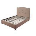 Platform Beds Poplar Wood Tufted Upholstered Queen Size Bed, Brown Benzara