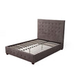 Platform Beds Poplar Wood Tufted Upholstered Queen Size Bed, Gray Benzara