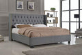 Platform Beds Queen Size Platform Bed with Button Tufted Footboard, Gray Benzara