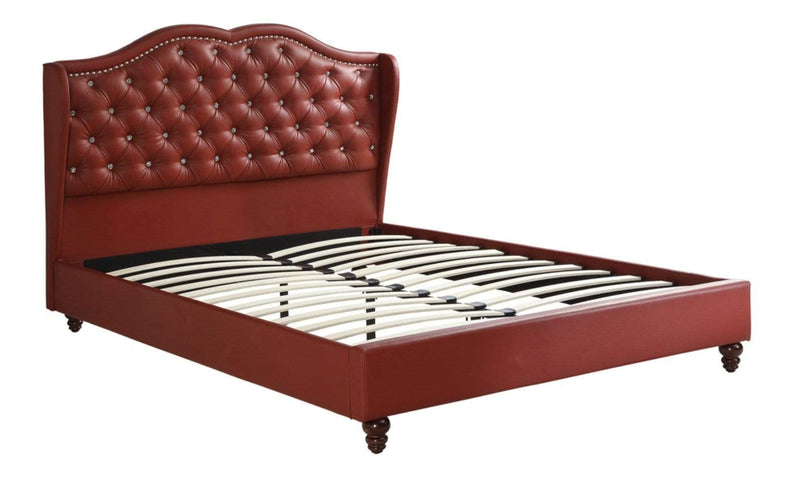Upholstered Full Size Bed In Red