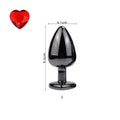 Plating Black Metal Anal Plug Romantic Red Heart Crystal Base Mooth Butt Plug Anal Bead Couple Anus Dilator Metal Ball Massager