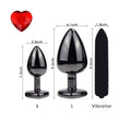 Plating Black Metal Anal Plug Romantic Red Heart Crystal Base Mooth Butt Plug Anal Bead Couple Anus Dilator Metal Ball Massager AExp