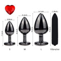 Plating Black Metal Anal Plug Romantic Red Heart Crystal Base Mooth Butt Plug Anal Bead Couple Anus Dilator Metal Ball Massager AExp