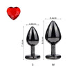 Plating Black Metal Anal Plug Romantic Red Heart Crystal Base Mooth Butt Plug Anal Bead Couple Anus Dilator Metal Ball Massager AExp