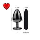 Plating Black Metal Anal Plug Romantic Red Heart Crystal Base Mooth Butt Plug Anal Bead Couple Anus Dilator Metal Ball Massager AExp