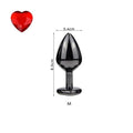 Plating Black Metal Anal Plug Romantic Red Heart Crystal Base Mooth Butt Plug Anal Bead Couple Anus Dilator Metal Ball Massager AExp