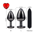 Plating Black Metal Anal Plug Romantic Red Heart Crystal Base Mooth Butt Plug Anal Bead Couple Anus Dilator Metal Ball Massager AExp