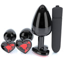 Plating Black Metal Anal Plug Romantic Red Heart Crystal Base Mooth Butt Plug Anal Bead Couple Anus Dilator Metal Ball Massager AExp