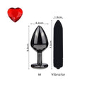 Plating Black Metal Anal Plug Romantic Red Heart Crystal Base Mooth Butt Plug Anal Bead Couple Anus Dilator Metal Ball Massager AExp