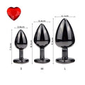 Plating Black Metal Anal Plug Romantic Red Heart Crystal Base Mooth Butt Plug Anal Bead Couple Anus Dilator Metal Ball Massager AExp